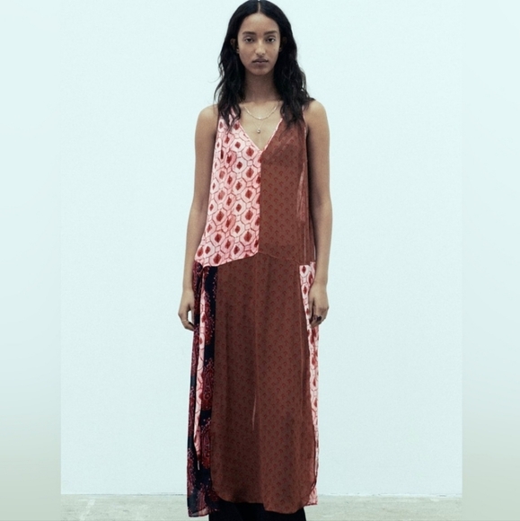 NWT Zara The Samora Special Edition Chiffon with Slip Flowy Boho Maxi Dress L - Picture 3 of 5